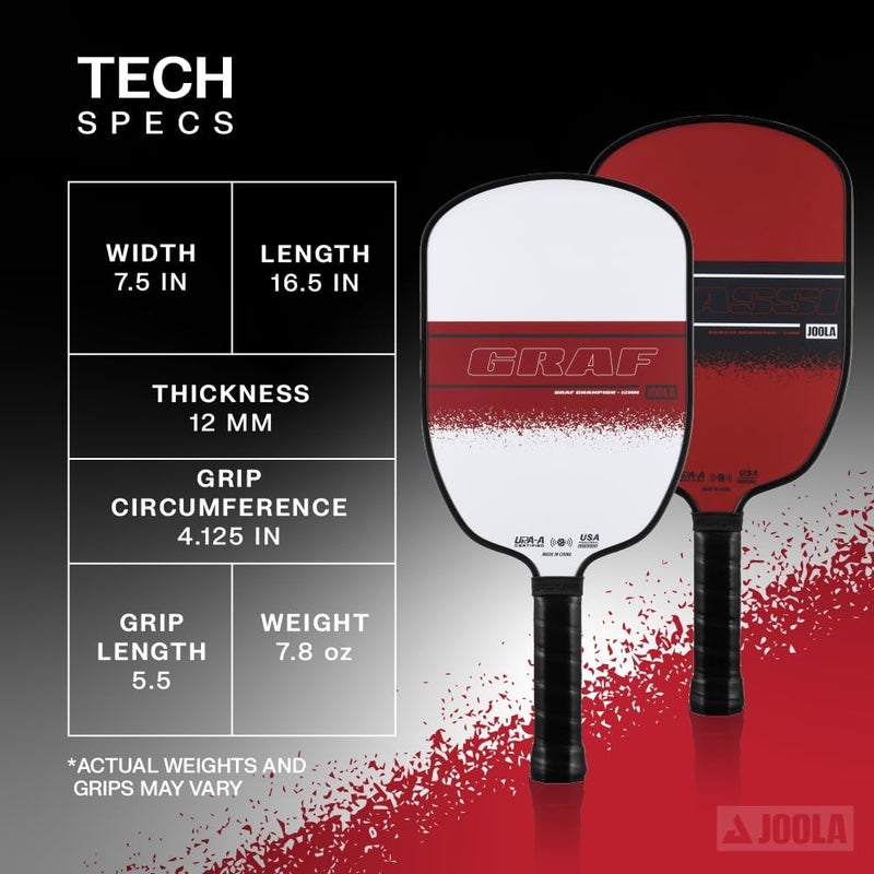 JOOLA Agassi/GRAF Champion Set with Pickleball Paddles, Balls & Sling Bag - Sandblasted Pickleball Racket - Agassi Shape with Extended Sweet Spot - UPA-A Certified - USAP Approved - NFC Chip Enabled - Image 5